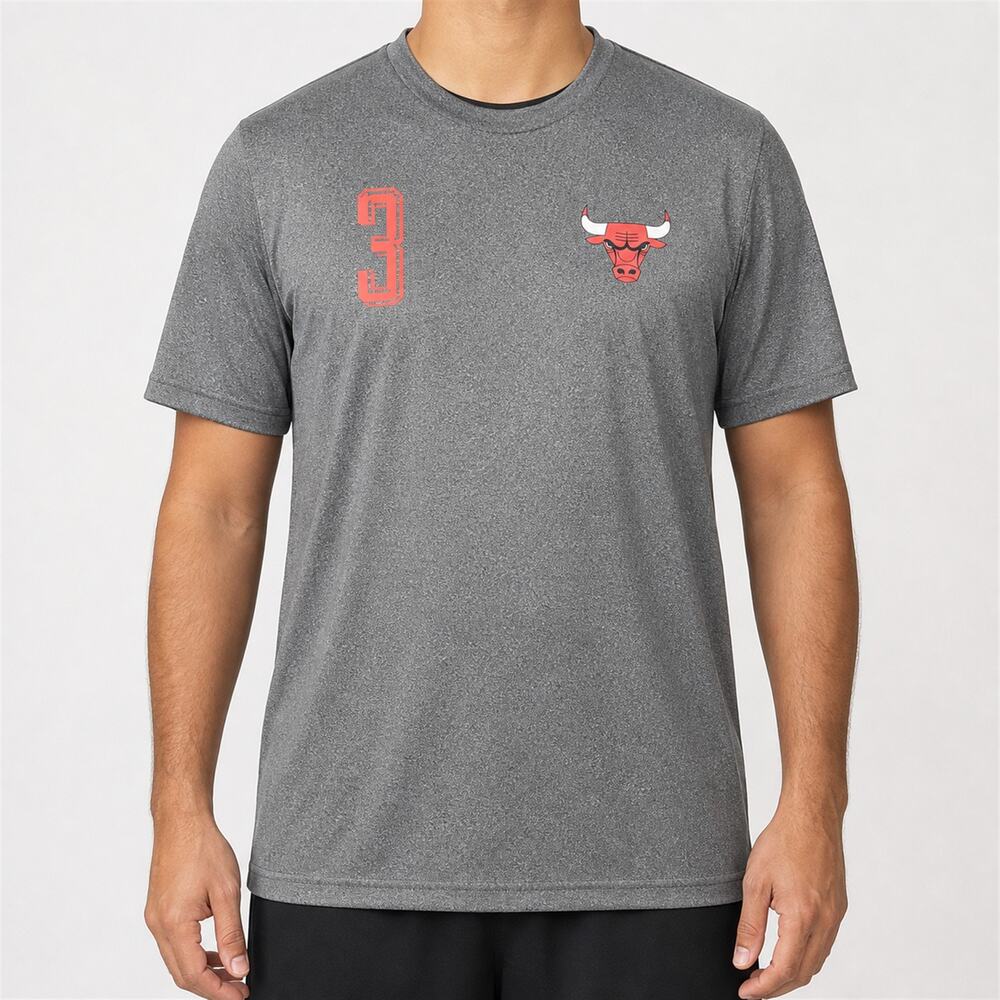 U Brand Chicago Bulls Dwyane Wade #3 Shirt Mens XL Gray Black Pullover